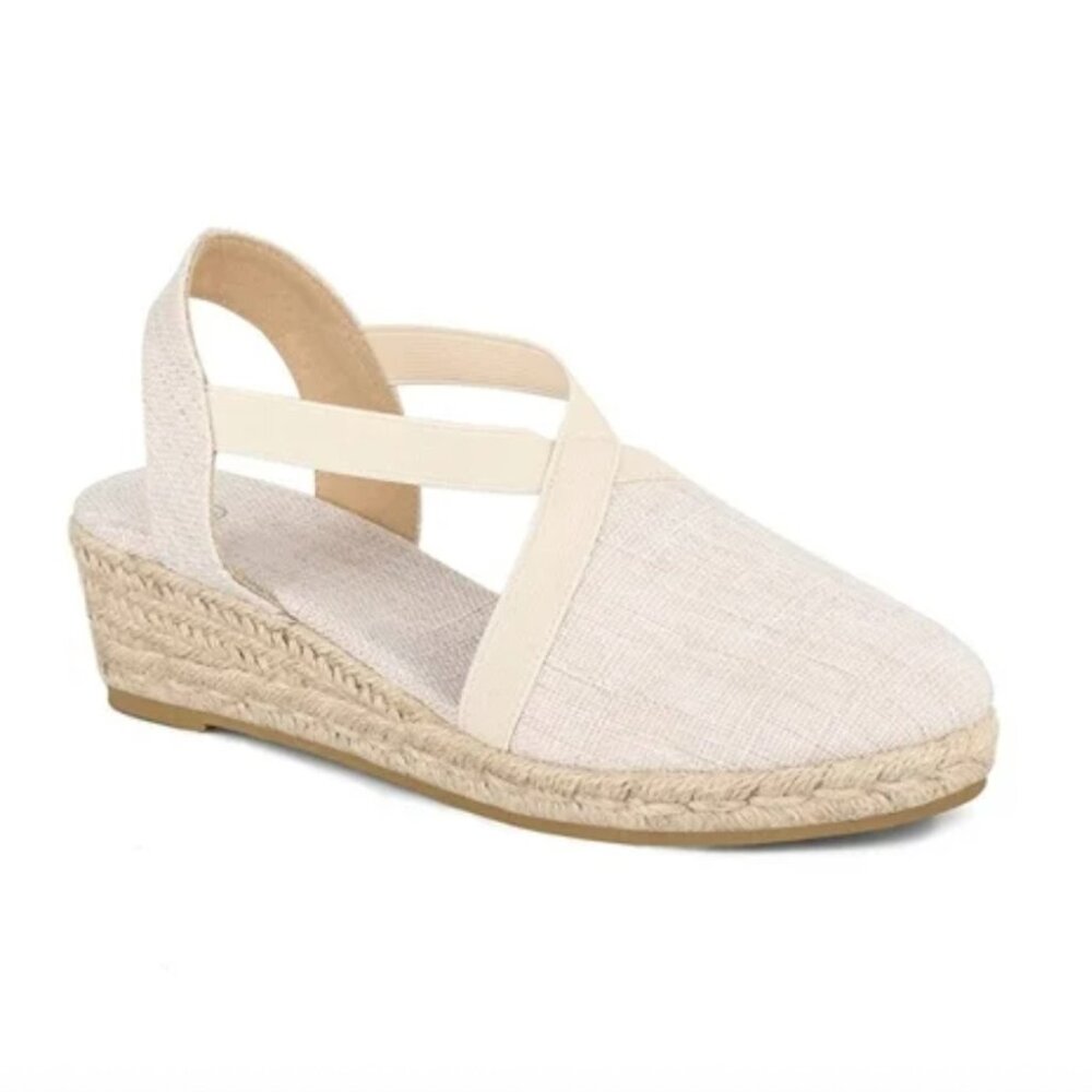 NEW MySoft Espadrilles Elastic Ankle Strap Closed Toe Platform Wedge Sandals